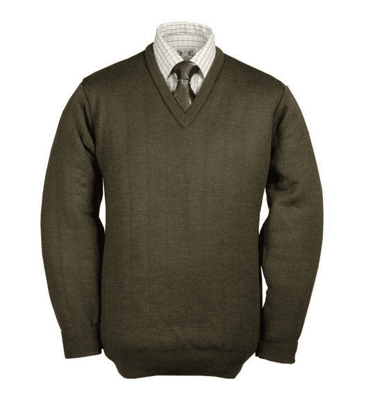 Lansdown Country Heavyweight V-Neck Shooting Jumper Without Patches - Forest Green