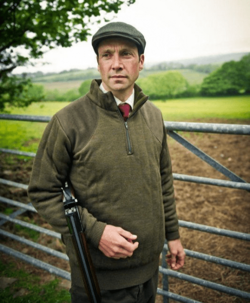 Lansdown Country Heavyweight Zip Neck Shooting Jumper With Patches - Forest Green