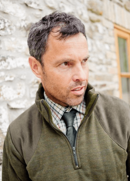 Lansdown Country Heavyweight Zip Neck Shooting Jumper With Patches - Forest Green