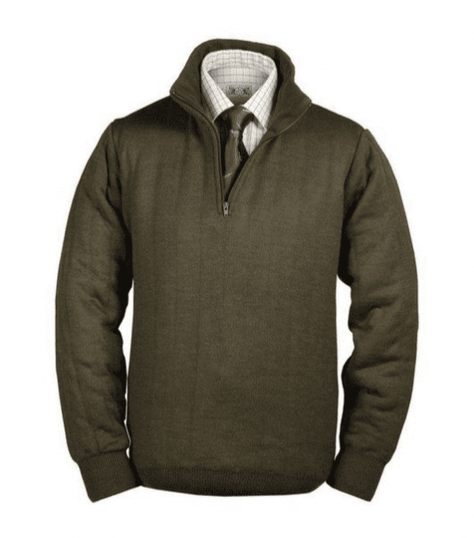 Lansdown Country Heavyweight Zip Neck Shooting Jumper Without Patches - Forest Green