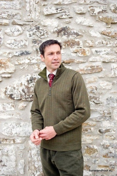 Lansdown Country Medium Weight Zip Neck Shooting Jumper Without Patches - Forest Green.