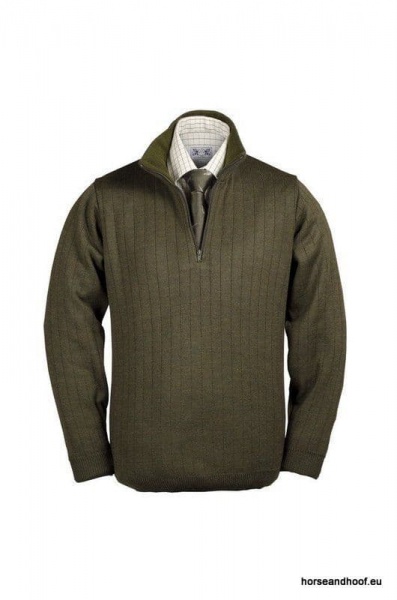 Lansdown Country Medium Weight Zip Neck Shooting Jumper Without Patches - Forest Green.
