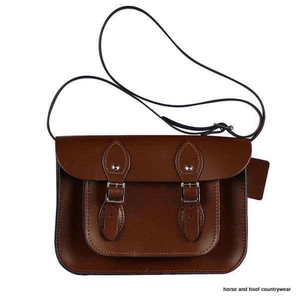 11 Inch Traditional Hand Crafted British Vintage Leather Satchel - Chestnut Brown