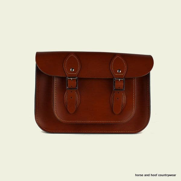 11 Inch Traditional Hand Crafted British Vintage Leather Satchel - London Tan