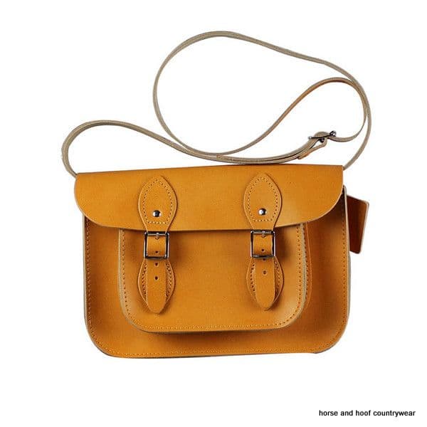 11 Inch Traditional Handmade British Vintage Leather Satchel - Autumn Tan