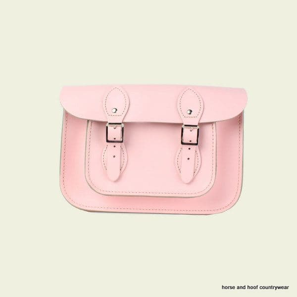 11 Inch Traditional Handmade British Vintage Leather Satchel - Candy Floss