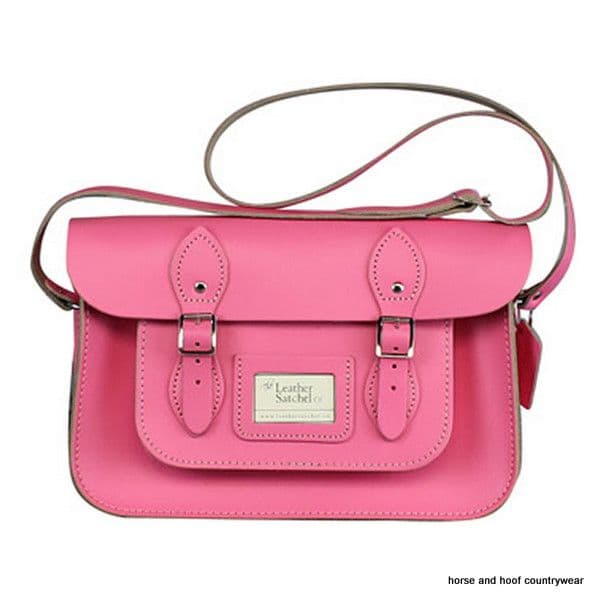 12.5 Inch Traditional Hand Crafted British Vintage  Leather Satchel - Baby Pink