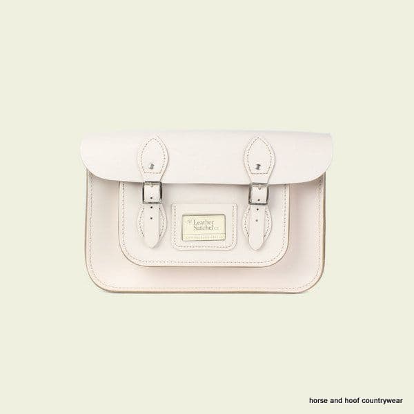 12.5 Inch Traditional Hand Crafted British Vintage  Leather Satchel - Cloud Cream