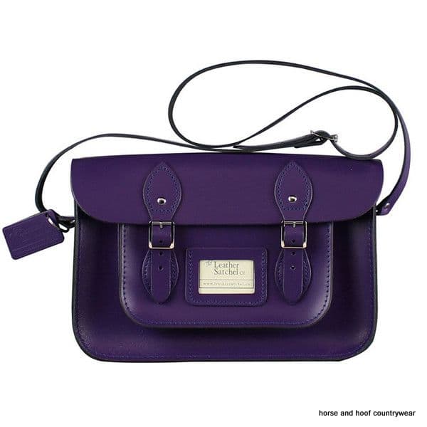 12.5 Inch Traditional Hand Crafted British Vintage  Leather Satchel - Deep Purple