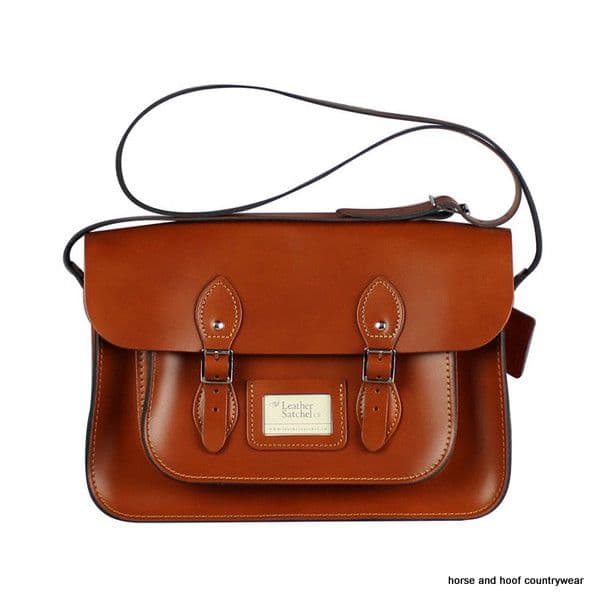 14 Inch Traditional Hand Crafted British Vintage  Leather Satchel - Classic London Tan