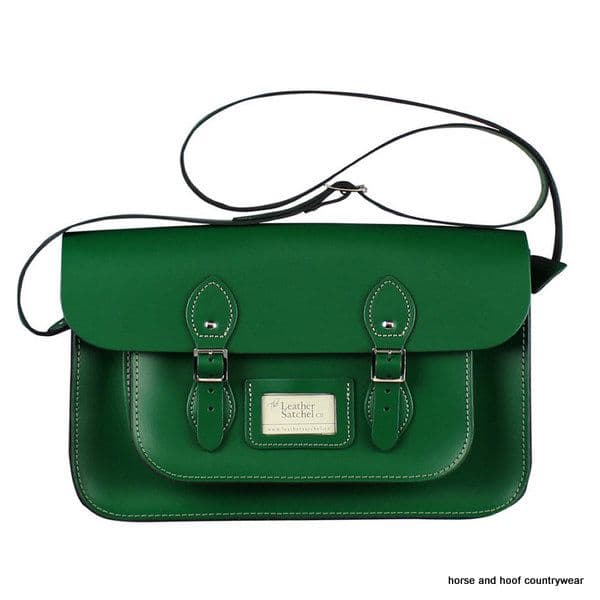 14 Inch Traditional Hand Crafted British Vintage  Leather Satchel - Classic Sherwood Green