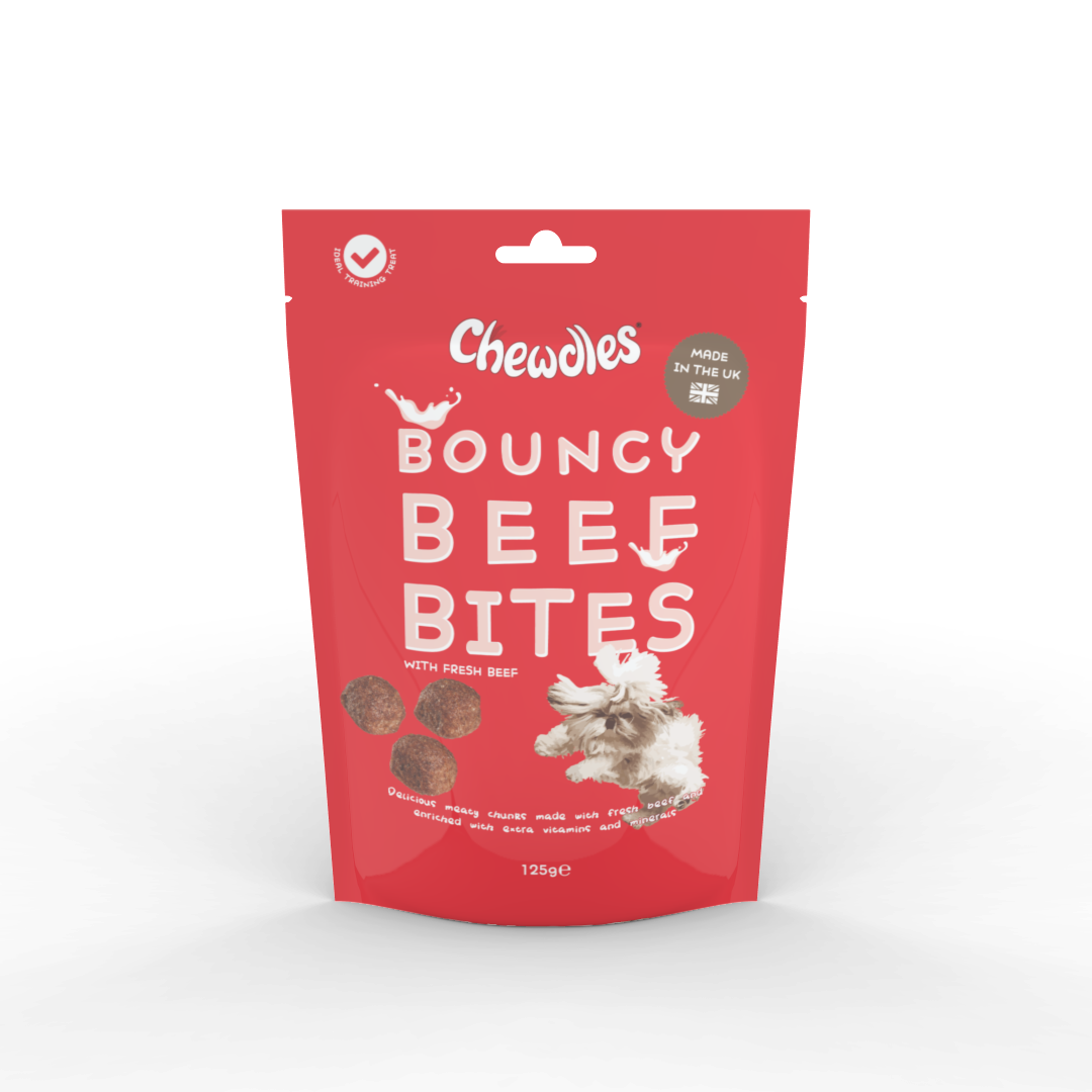 Chewdles Bouncy Beef Bites Dog Treats 5 x 125g