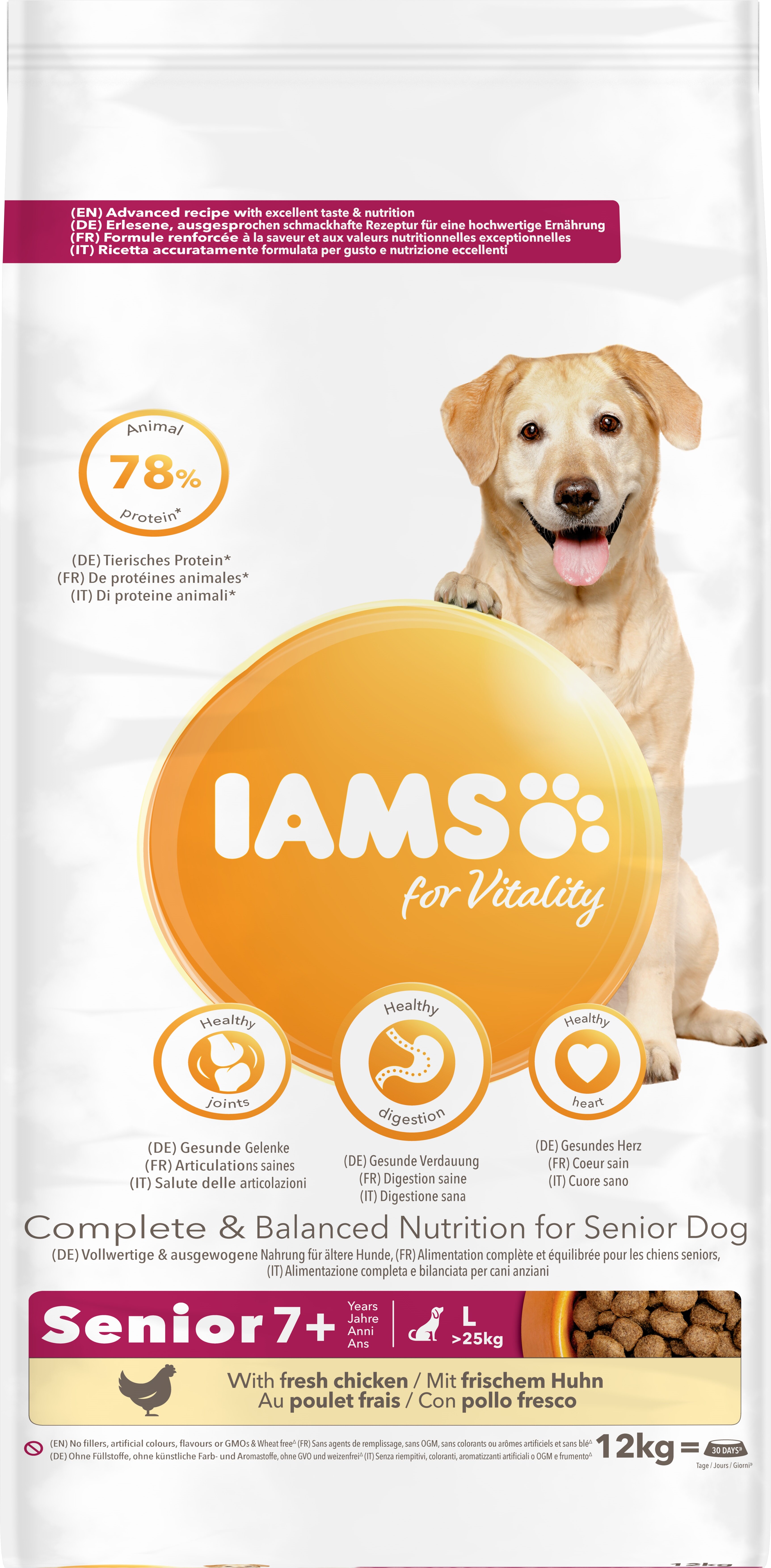 Iams Dog Senior Vitality Large Breed Chicken 12kg