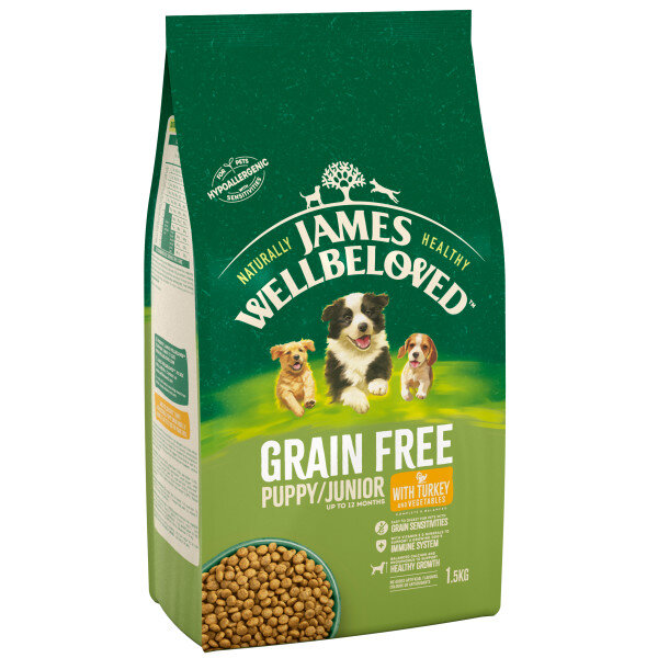 James Wellbeloved Puppy/Junior Grain Free Turkey & Vegetables 1.5kg