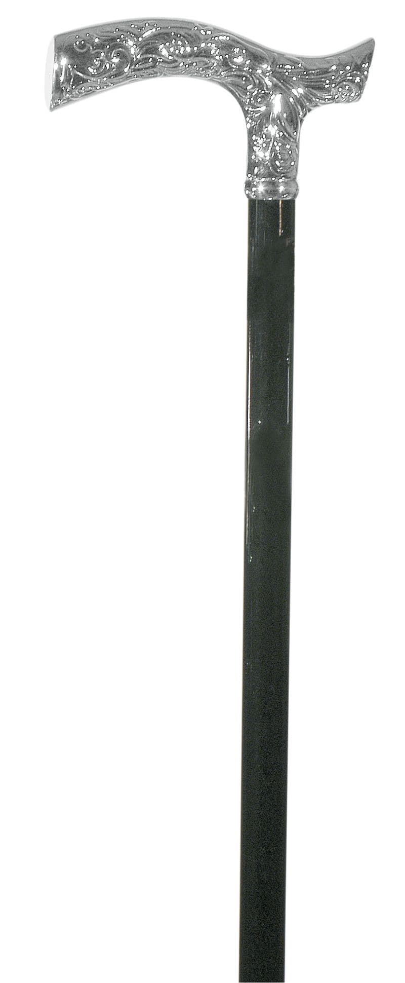 Classic Canes Chrome plated crutch cane, patterned, black shaft