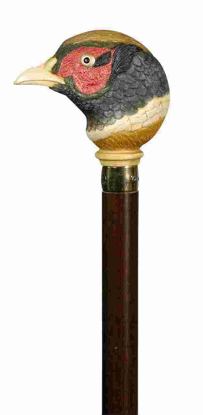 Classic Canes Hand Painted Pheasant Head Walking Stick