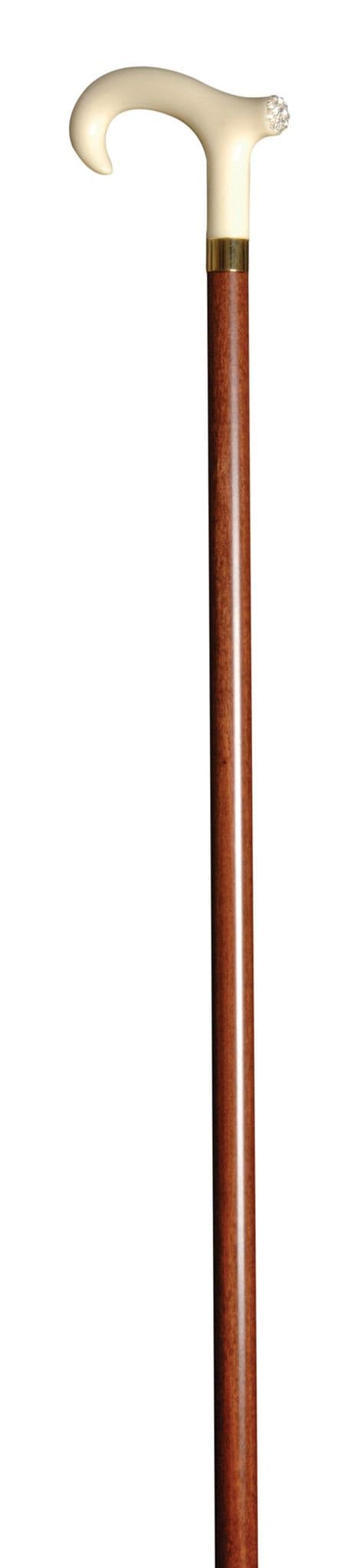 Classic Canes Ladies crutch handle cane, imitation ivory, Swarovski Elements