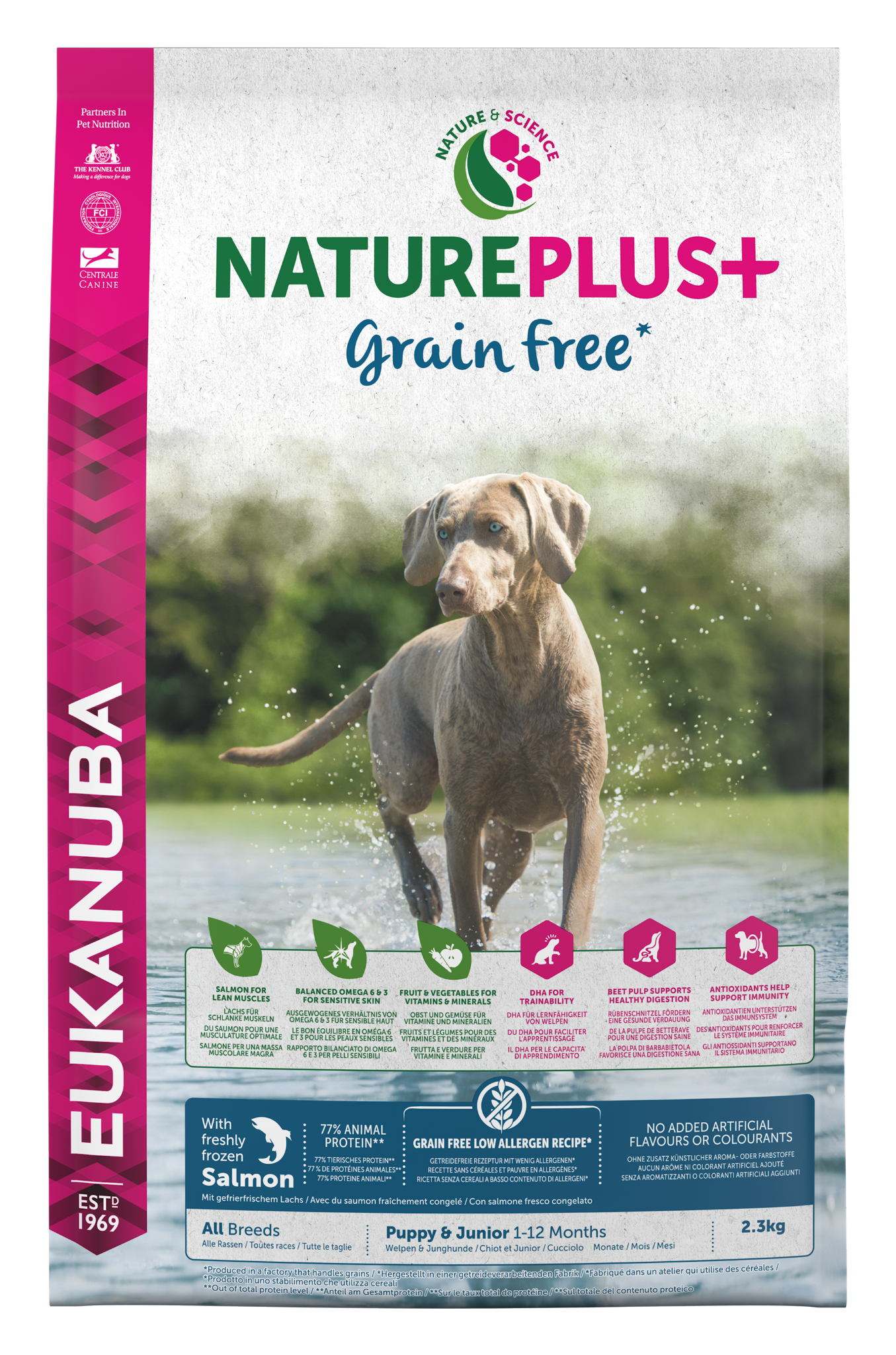 Eukanuba NaturePlus+ Grain Free Puppy & Junior Salmon Dog Food 3 x 2.3kg