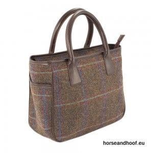 Heather Accessories Allegra British Tweed Tote Bag - Dark Brown/Blue Check