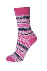 House Of Cheviot Lady Fairisle Cotton Socks - Lipstick