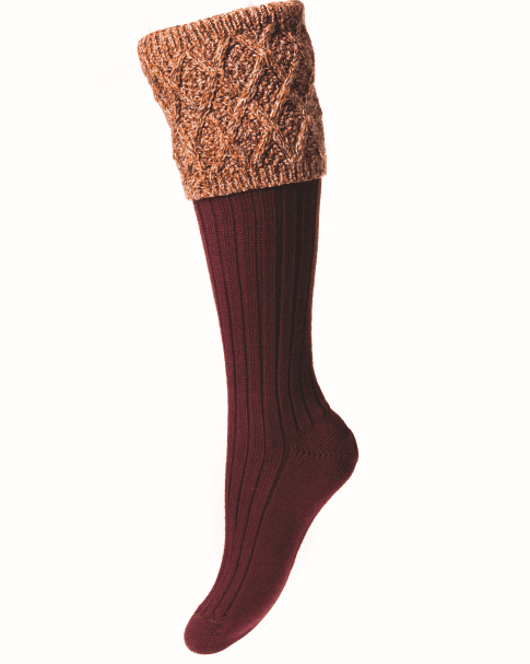 House Of Cheviot Lady Forres Socks - Burgundy