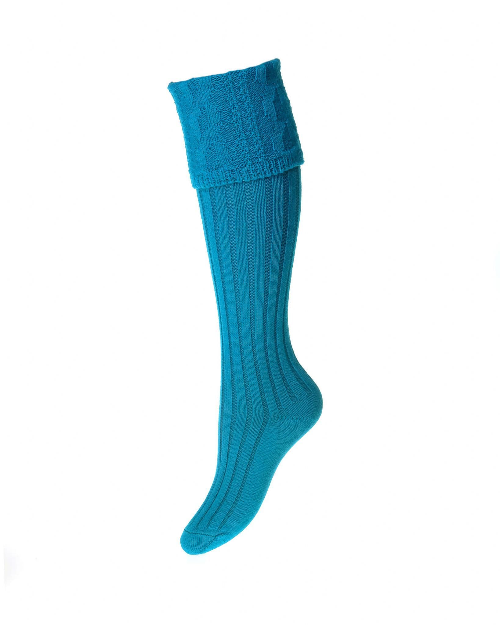 House Of Cheviot Lady Glenmore Socks - Ocean Blue