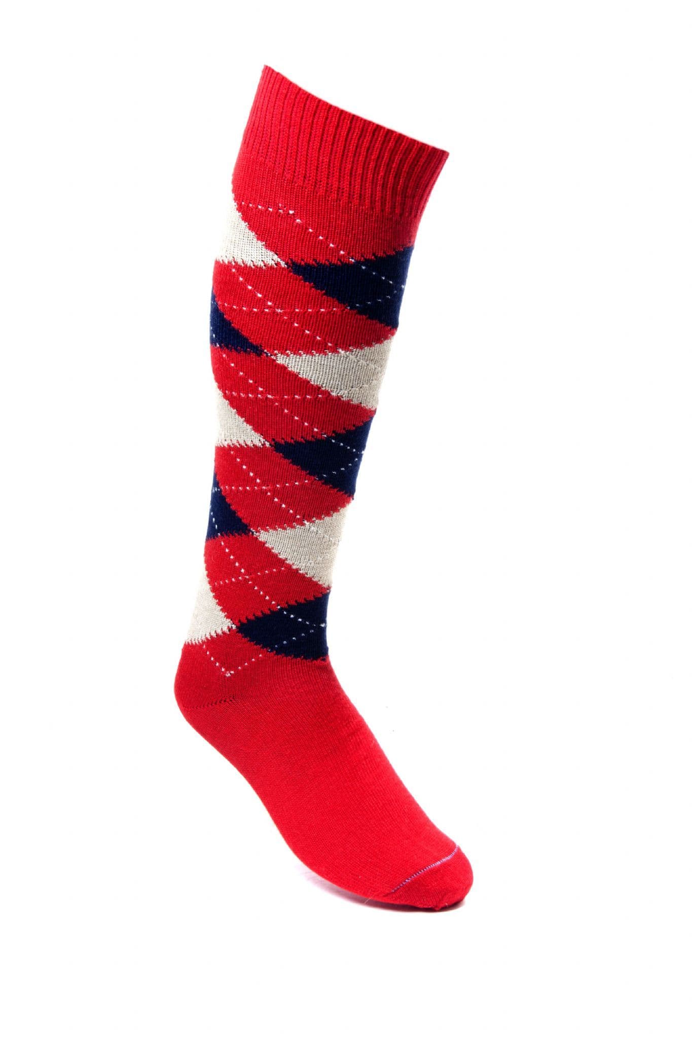 House Of Cheviot Men's Argyle Golf Socks - Bright Red