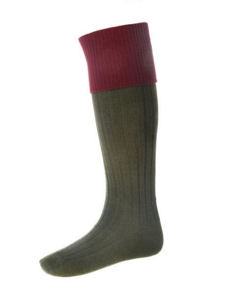 House Of Cheviot Men's Classic Lomond Socks - Spruce/Burgundy