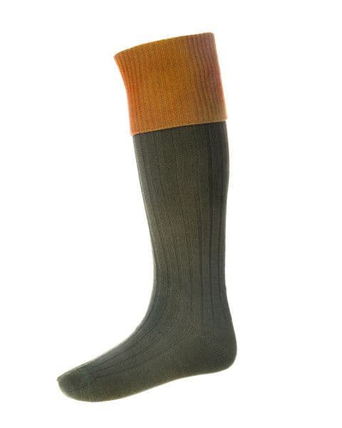 House Of Cheviot Men's Classic Lomond Socks -Spruce/Ochre