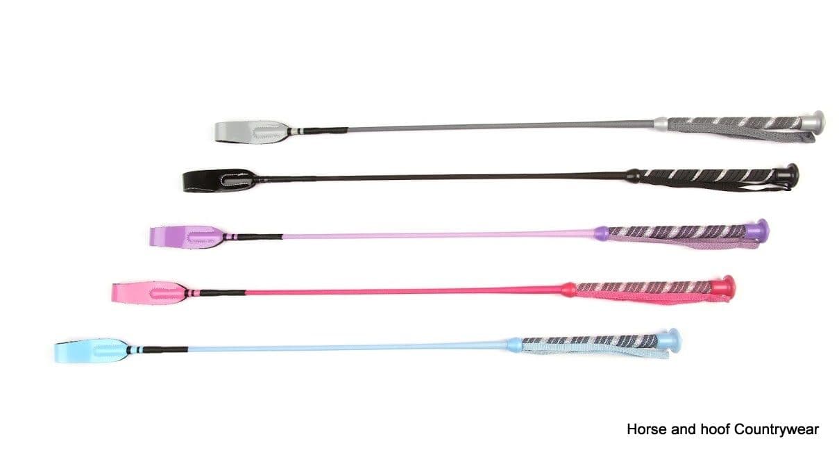 HySCHOOL Diamante Sure Grip Riding Whip horse and hoof