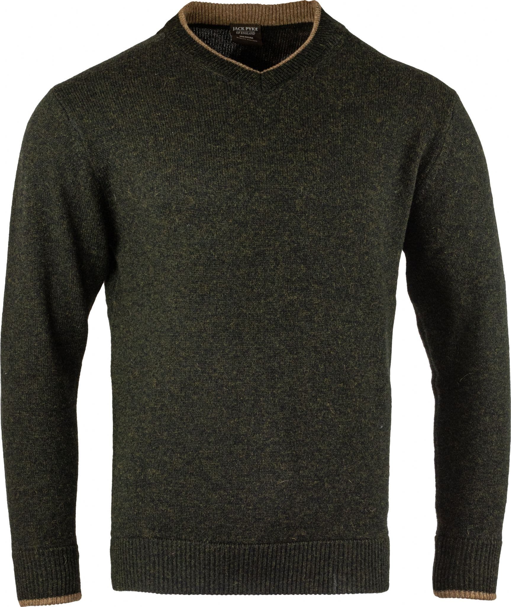 Jack Pyke Ashcombe 100% Lambswool V-Neck Jumper - Dark Olive