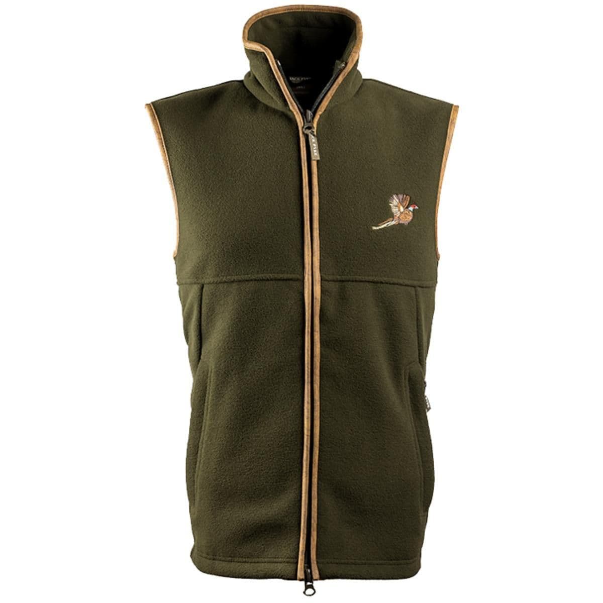 Jack Pyke Countryman Fleece Gilet with Pheasant Motif - Dark Olive