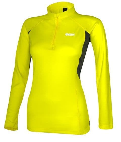 Keela Ladies ADS Advance Long Sleeve Zip Top - Hi-Vis Yellow/Gargoyle