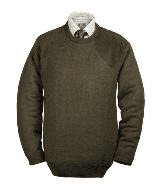 Lansdown Country Heavyweight Crew Neck Shooting Jumper With Patches - Forest Green