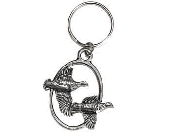 Pewter Flying Partridges Keyring