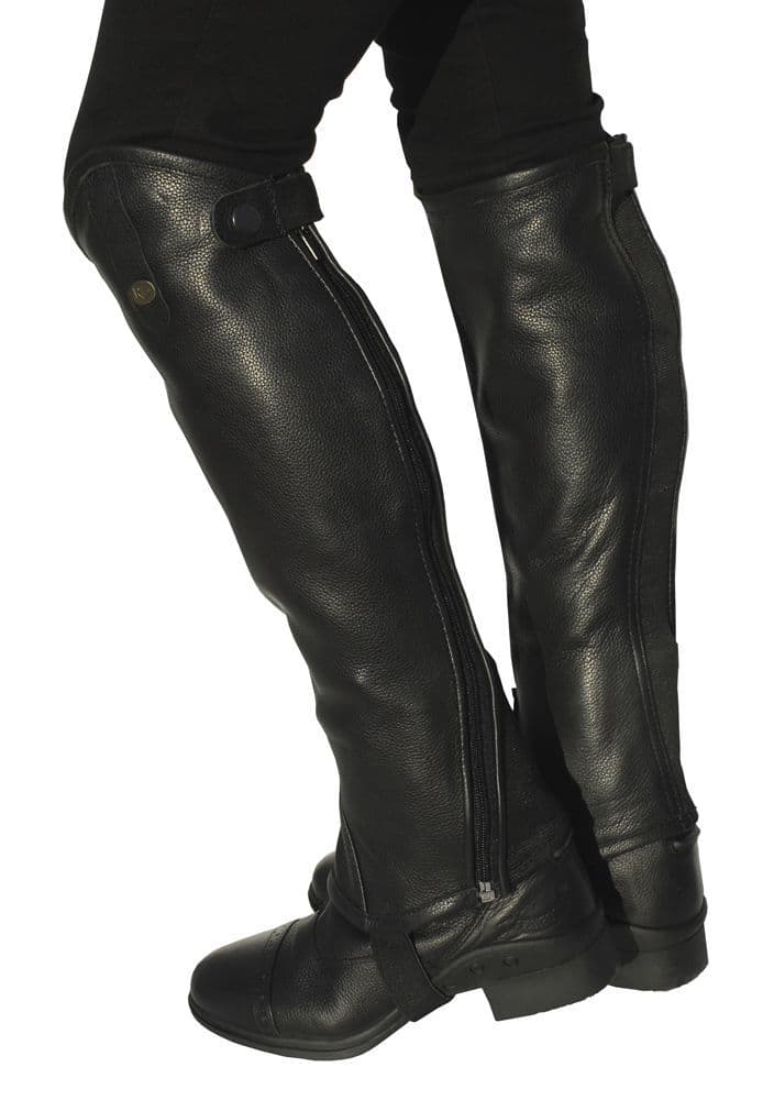 Rhinegold Elite Curved Zip Leather Gaiters horse and hoof
