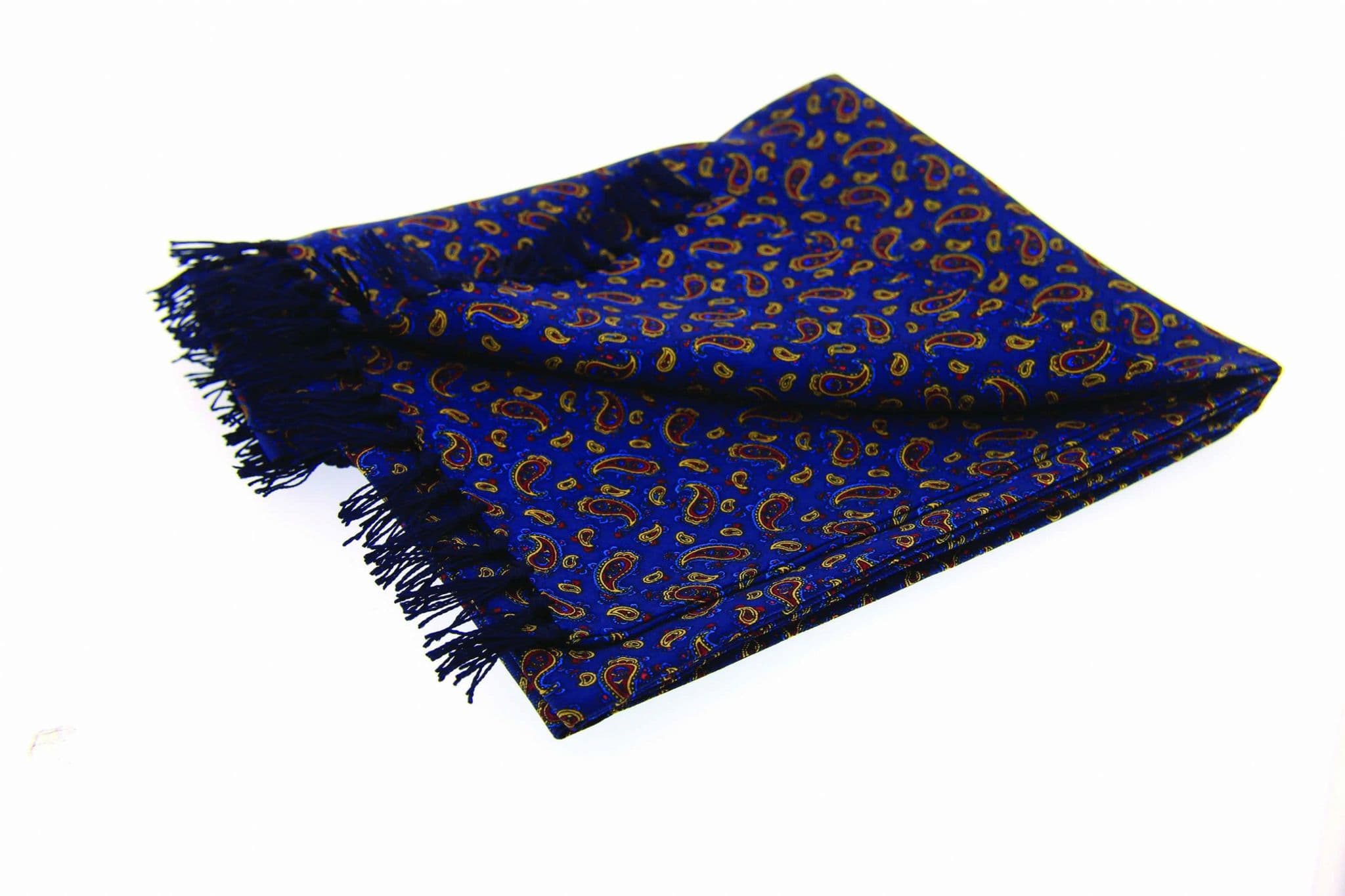 Soprano Blue Small Paisley Tubular Printed Silk Country Scarf