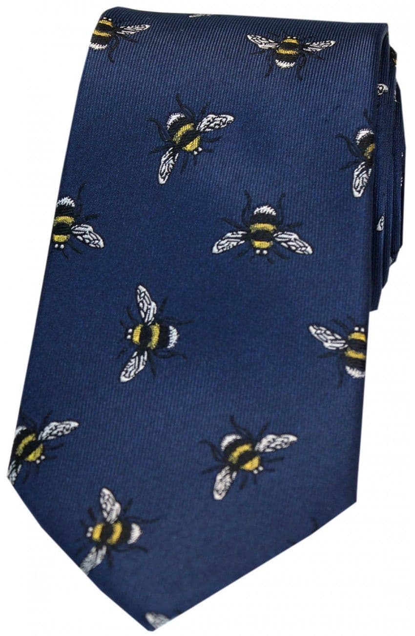 Soprano Bumble Bee Woven Silk Country Tie - Navy