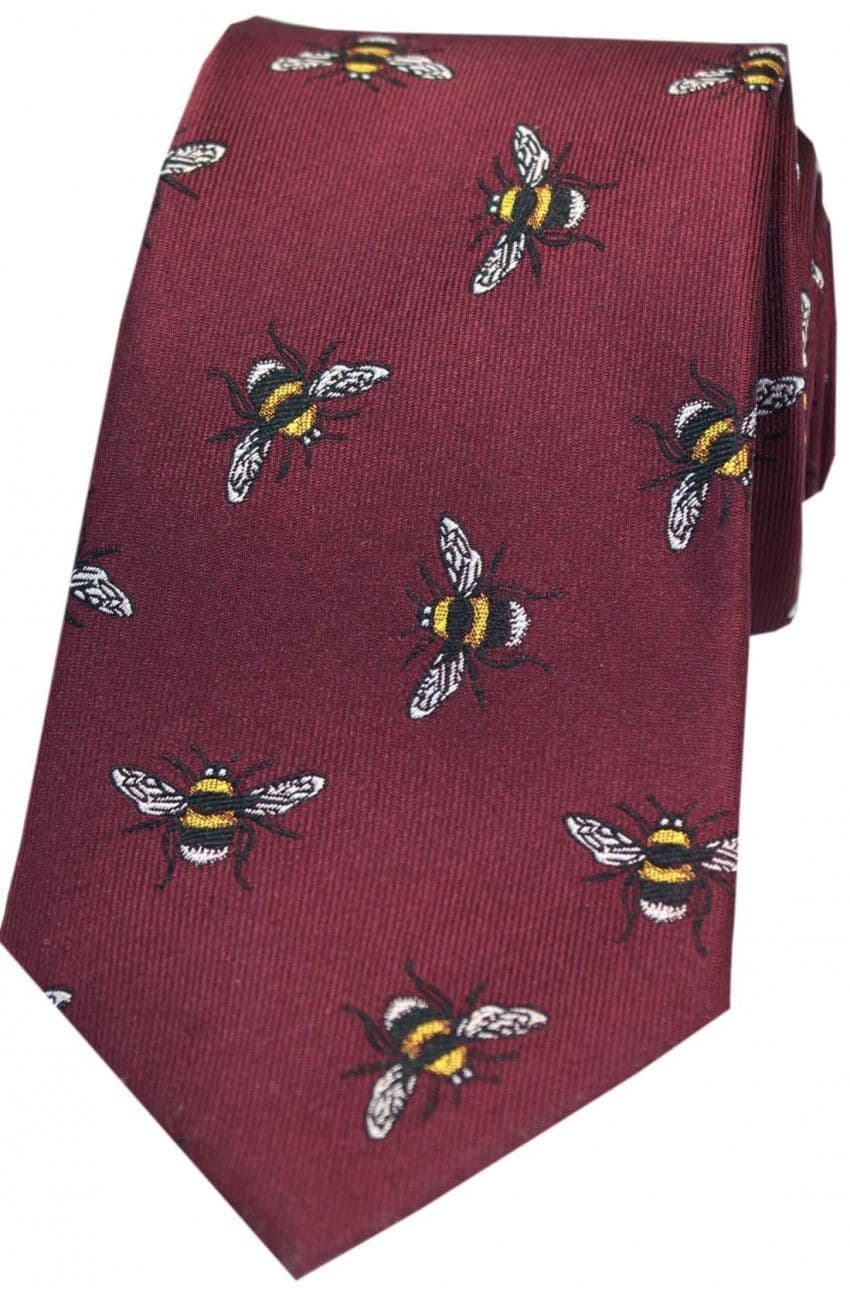 Soprano Bumble Bee Woven Silk Country Tie - Wine