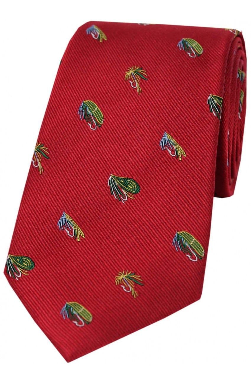 Soprano Fishing Flies Woven Silk Country Tie - Red
