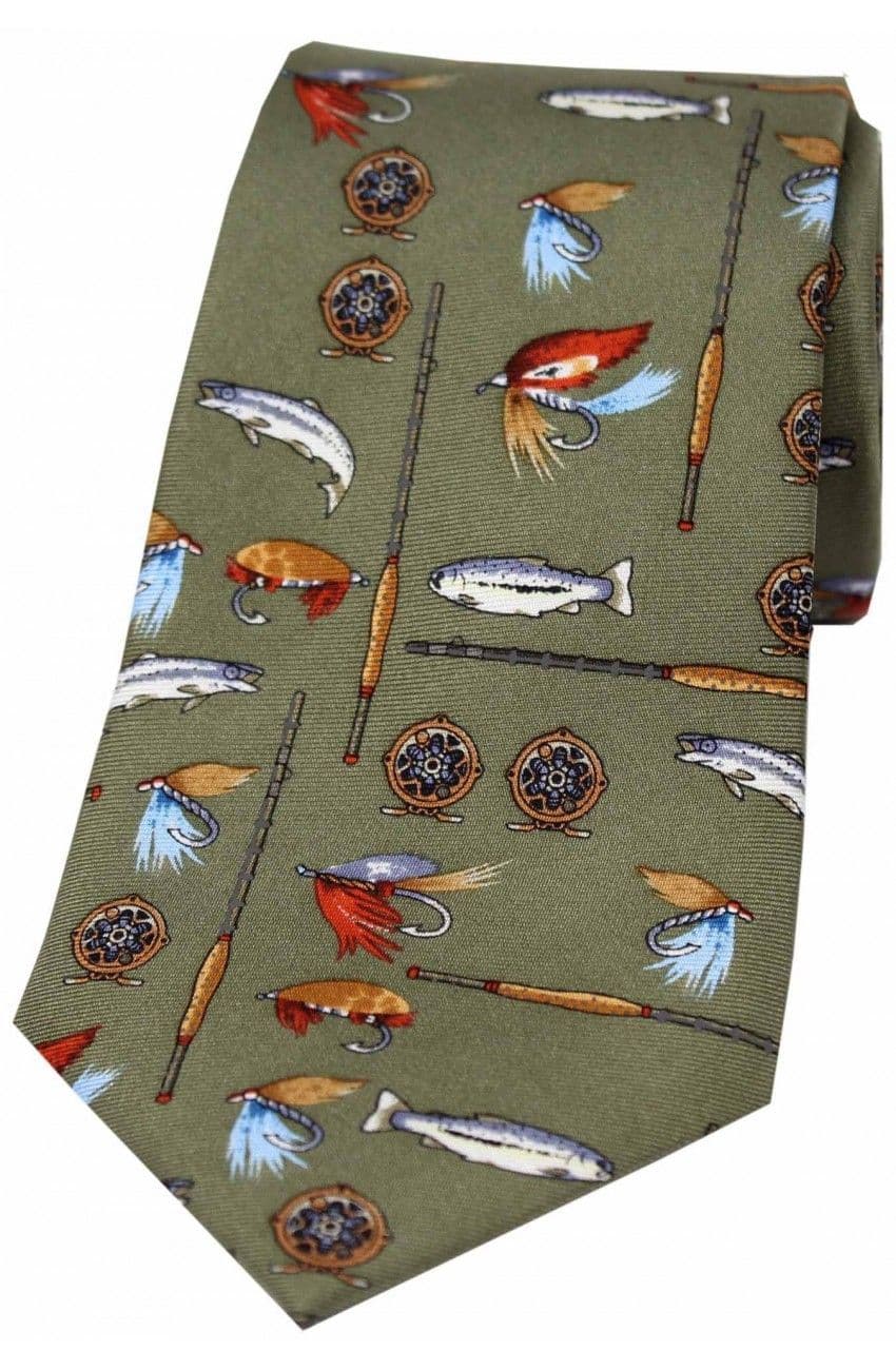 Soprano Fishing Tackle Printed Silk Country Tie - Country Green