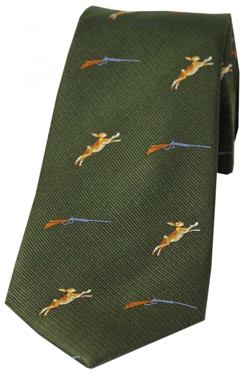 Soprano Hares and Shotguns Woven Silk Country Tie  - Green