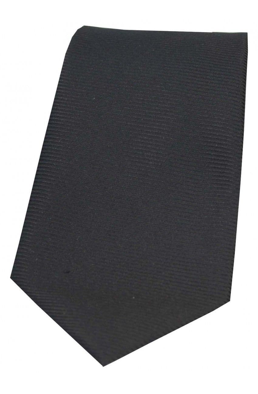 Soprano Horizontal Ribbed Polyester Woven Country Tie - Black