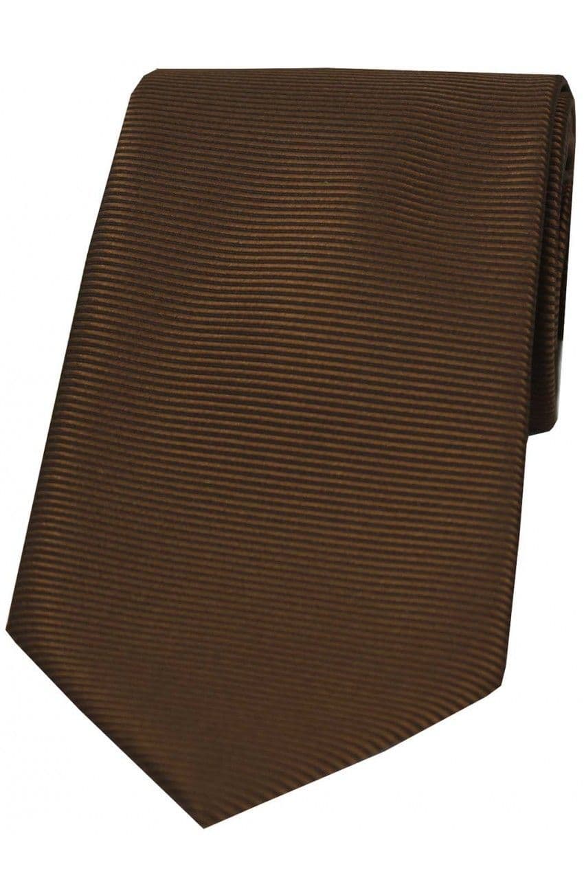 Soprano Horizontal Ribbed Polyester Woven Country Tie - Brown