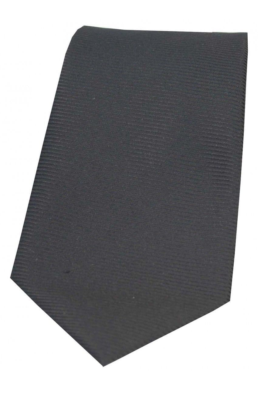 Soprano Horizontal Ribbed Polyester Woven Country Tie - Charcoal