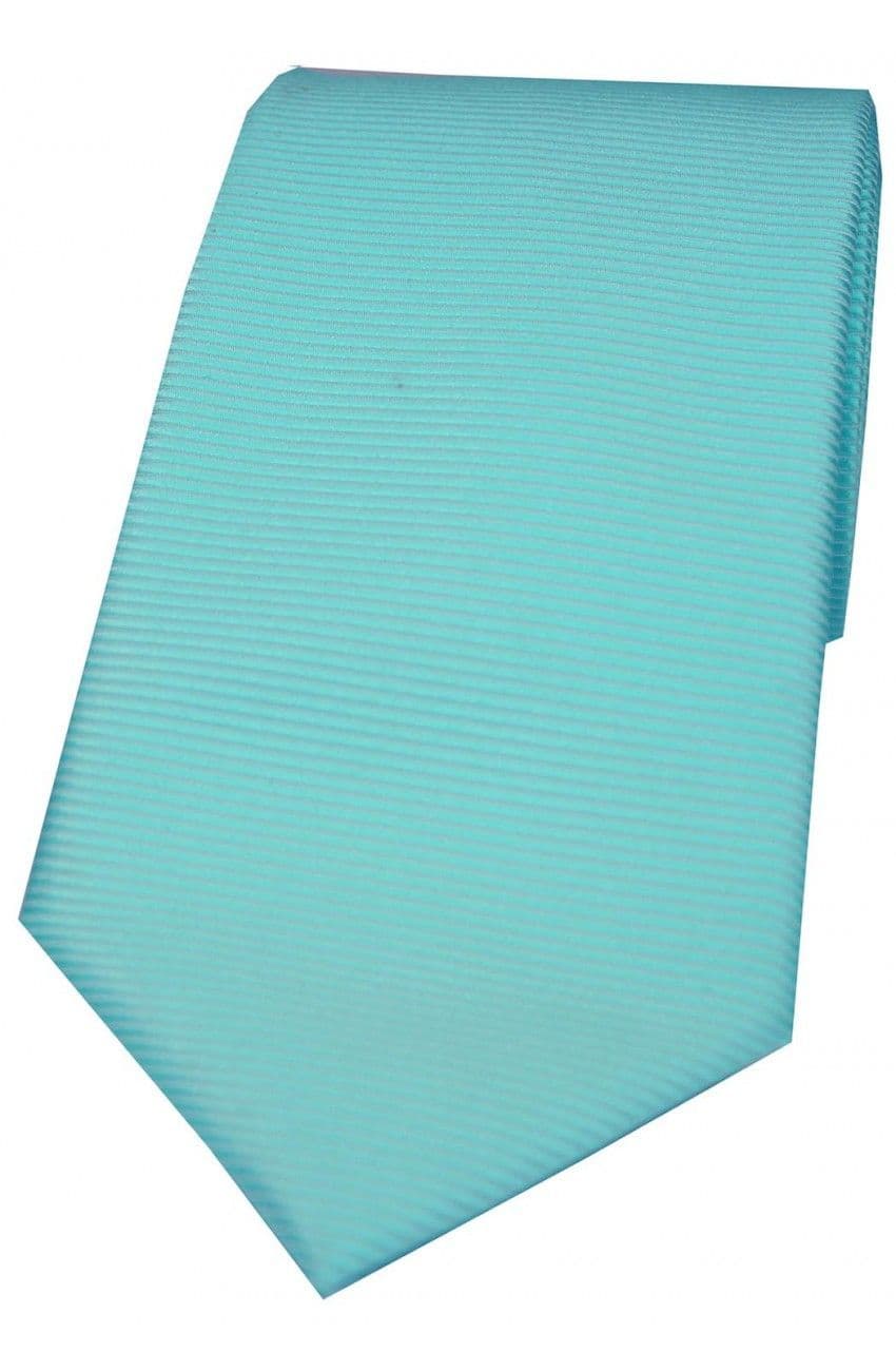 Soprano Horizontal Ribbed Polyester Woven Country Tie - Cyan