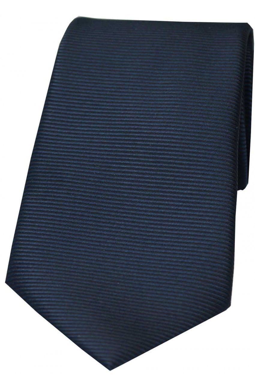 Soprano Horizontal Ribbed Polyester Woven Country Tie - Navy
