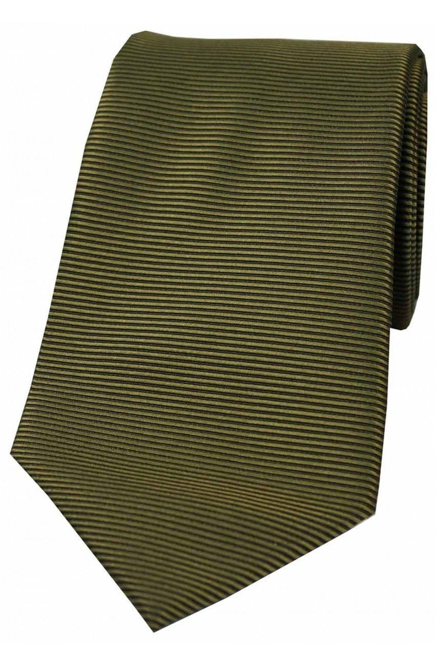 Soprano Horizontal Ribbed Polyester Woven Country Tie - Olive