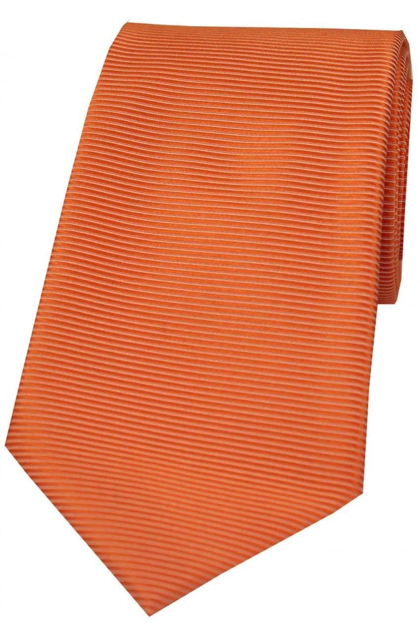 Soprano Horizontal Ribbed Polyester Woven Country Tie - Orange