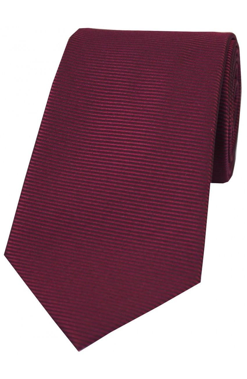 Soprano Horizontal Ribbed Polyester Woven Country Tie - Plum